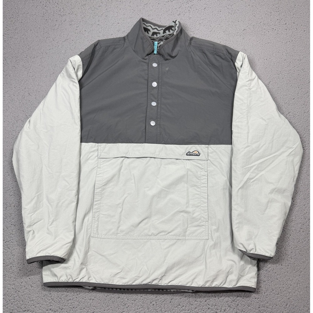 Chubbies Jacket Mens XL Gray Reversible Fleece Anorak 1/4 Zip Fair Isle Bears